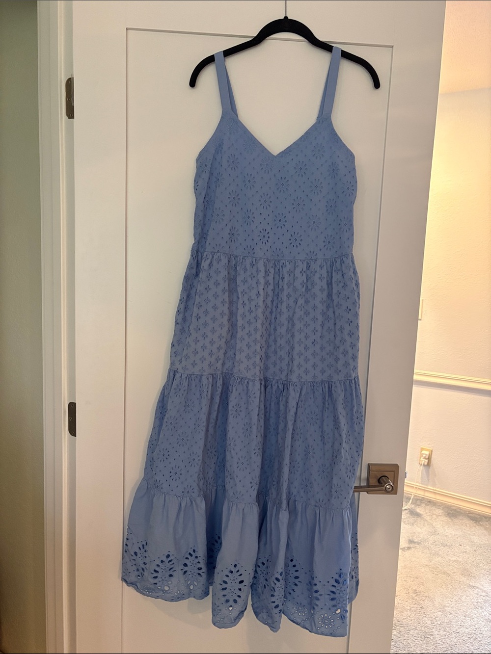 Splendid Light Blue Eyelet Maxi Dress Sz M